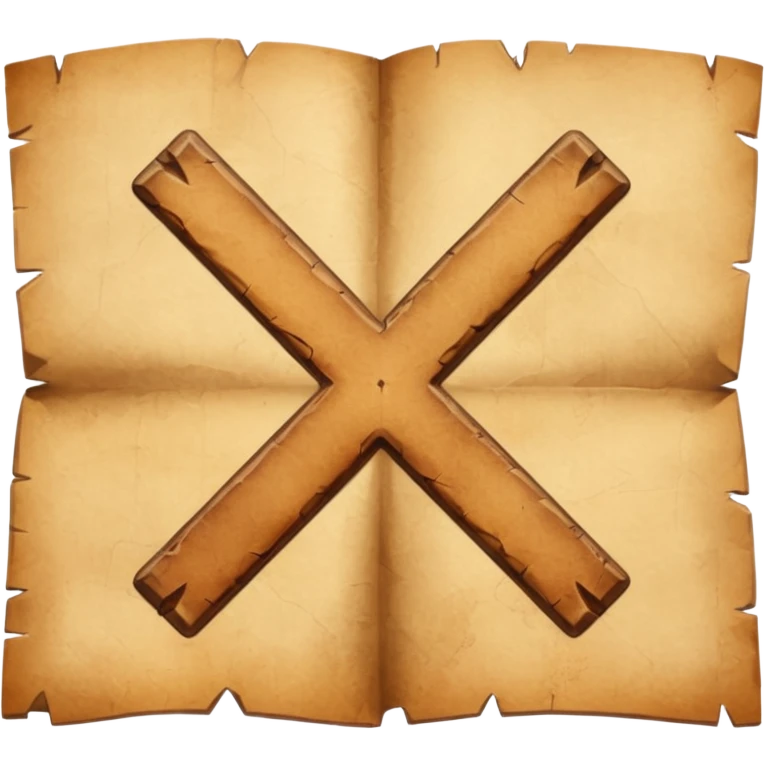 aged parchment map with X mark emoji