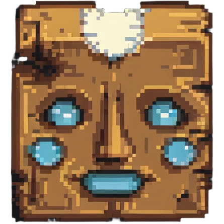 piece of wood with a face, simple and retro emoji