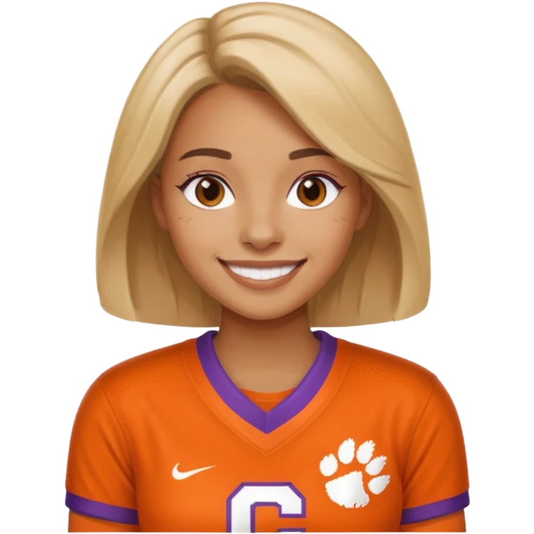 woman wearing a clemson tigers jersey emoji