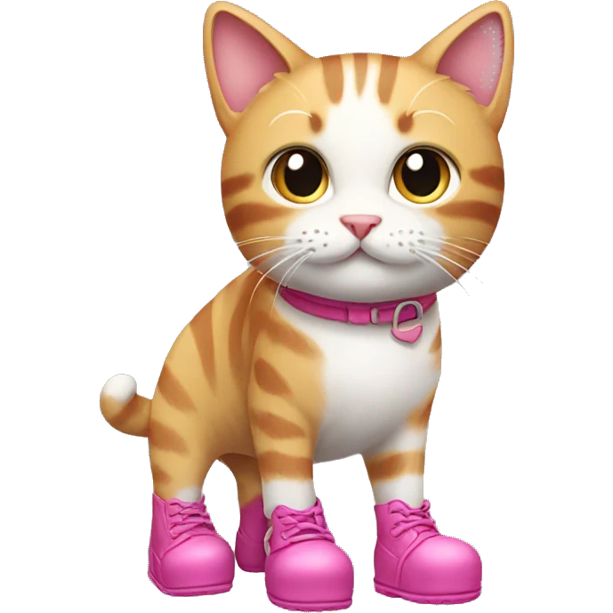 standing cat wearing pink boots emoji