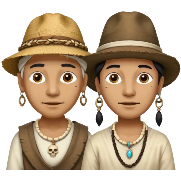Hatted ancient People wearing Bone Necklaces emoji