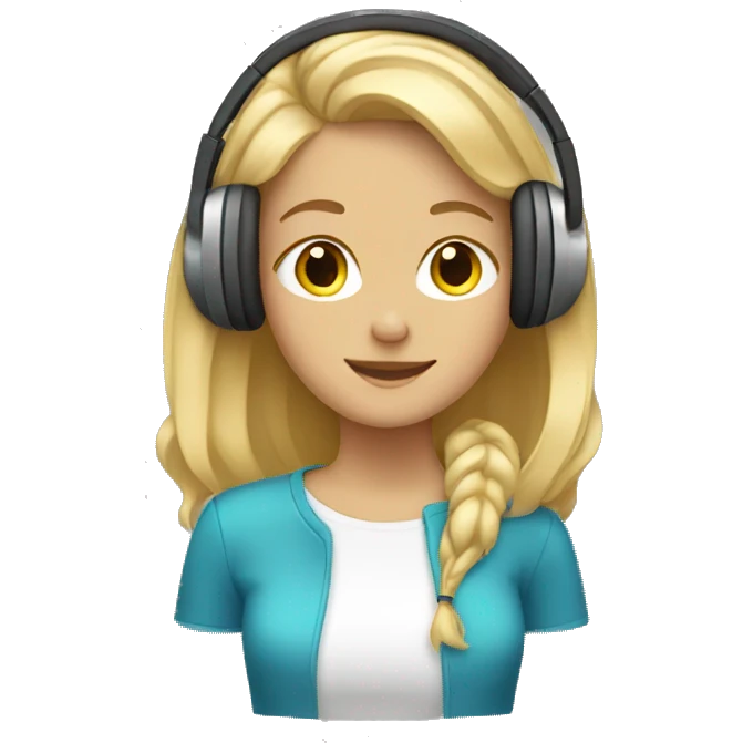 blonde girl with headphones emoji