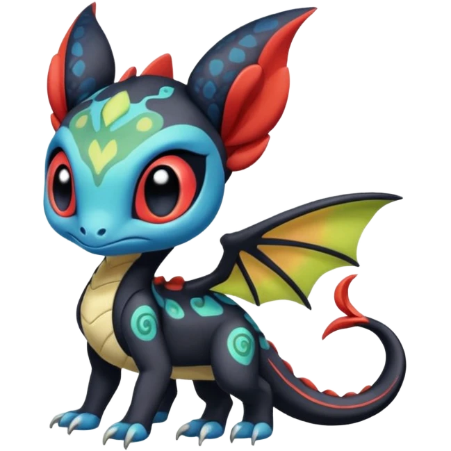 Colorful Exotic Meloetta-Toothless-Salandit-Stitch-Fakémon-creature-hybrid emoji