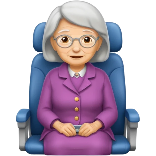 old woman passanger in plane seat emoji