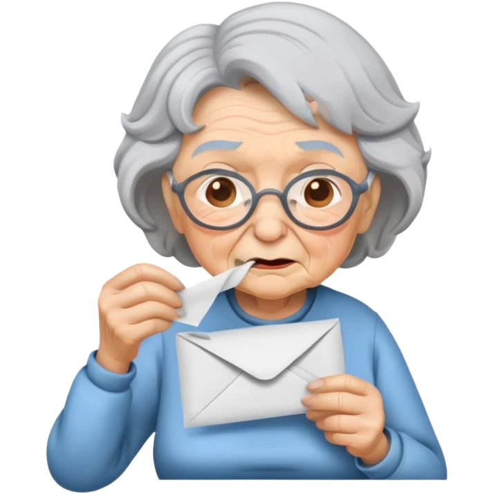 Grandma eating a envelope emoji