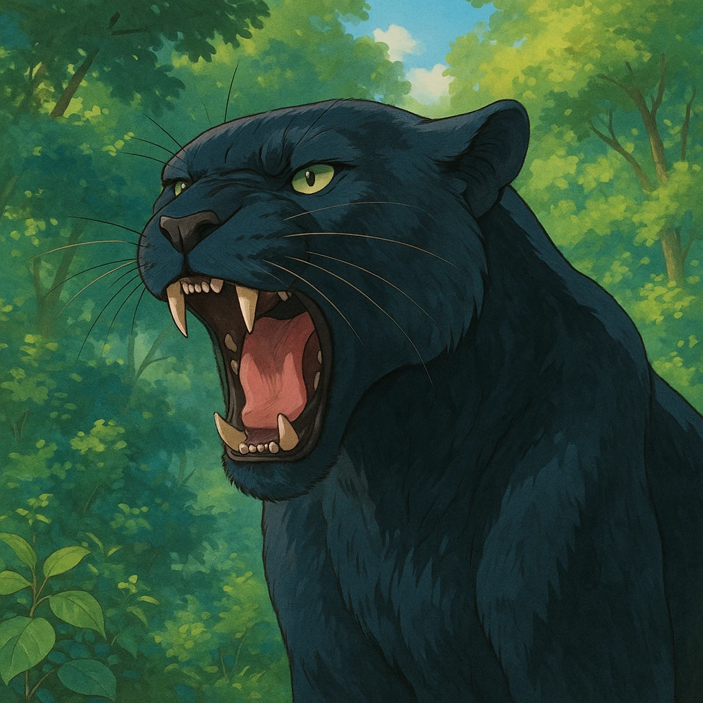 black panther roaring emoji