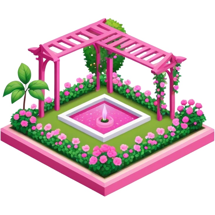 Barbie pink garden, isometric emoji