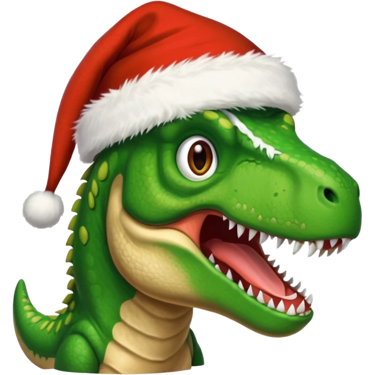 T-Rex with a Santa hat emoji