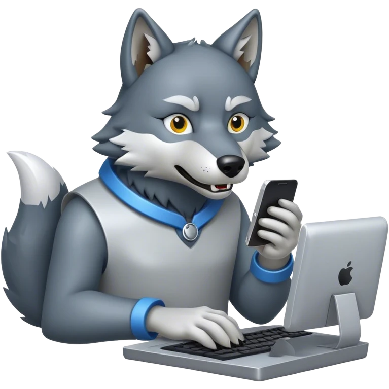 Wolf on computer emoji