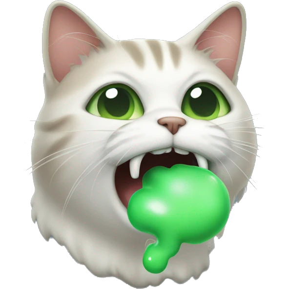 cat with bad breath, green cloud of stinky breath coming out of the mouth emoji