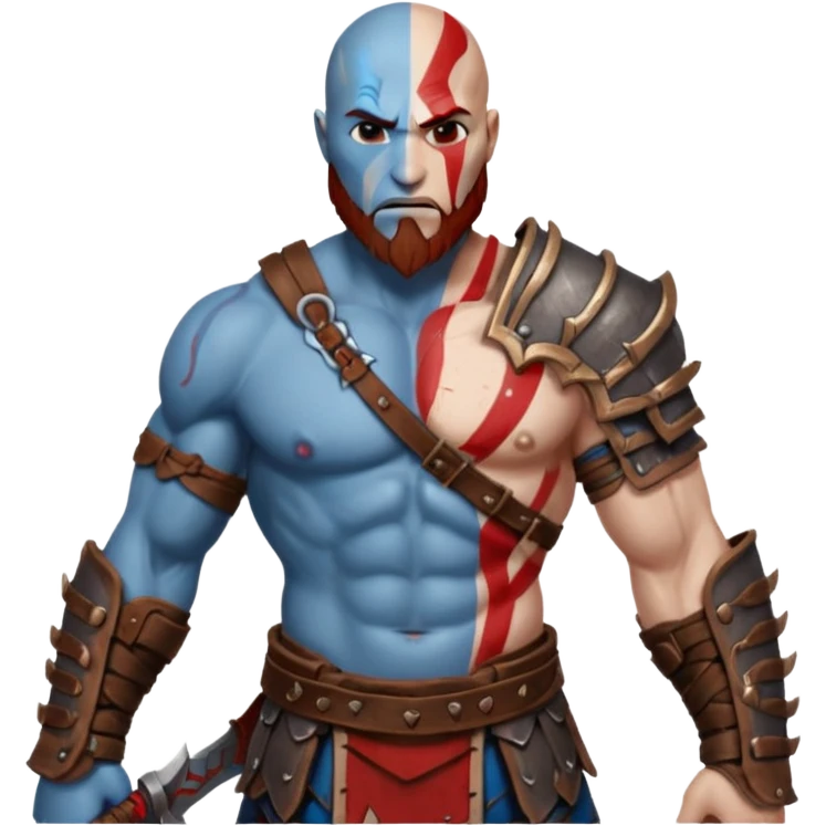 create a emoji for god of war kartos version with his wife of love blueheart emoji