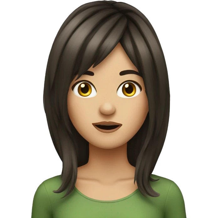 brunette girl with curtain bangs going crazy  emoji