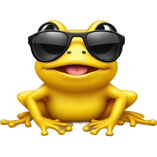 A yellow frog, giving a thumbs-up with a confident smile, wearing sunglasses emoji