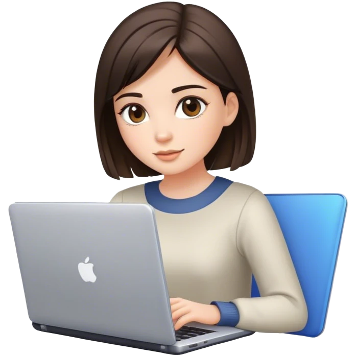 a brunette girl with a square hairstyle, with a laptop emoji