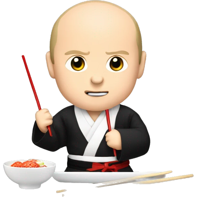Putin eating sushi with chopstick in a japanese costume emoji