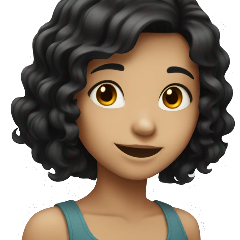 smiling girl with black hair emoji