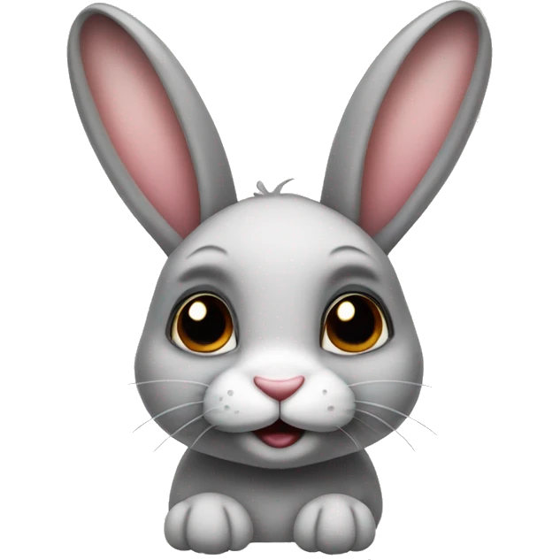 Cute bunny rabbit with dark eyes emoji