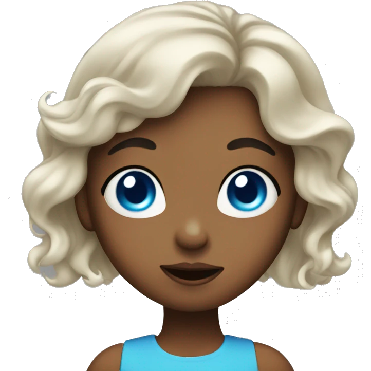 Girl with blue eyes and blown hair blowing a kiss emoji