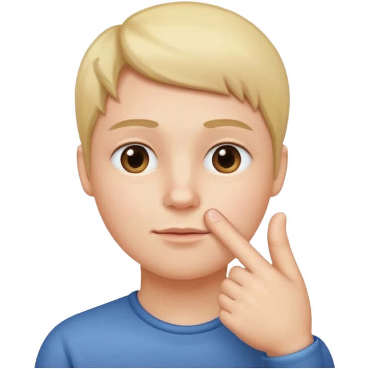 straight face with hand with thumb sticking left right under chin emoji