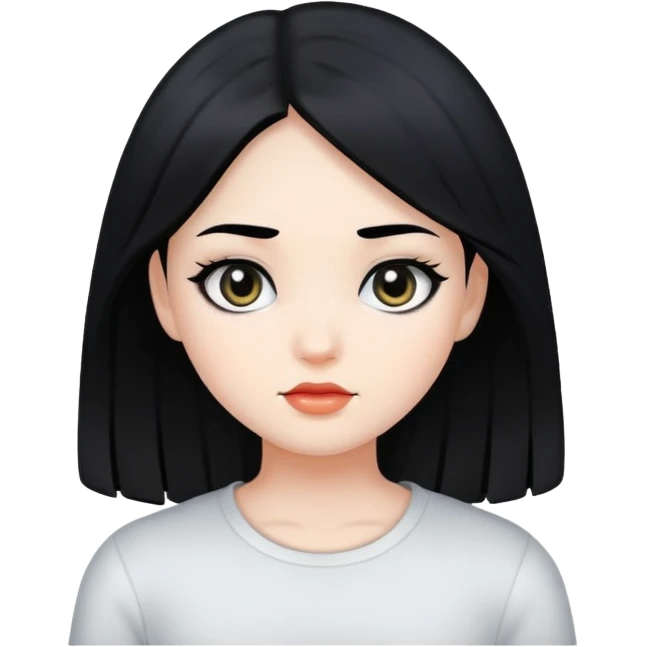 Girl black hair, black eyes and white skin  emoji