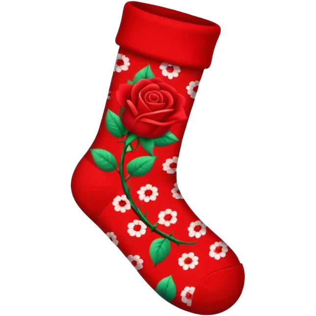 A red socks with red rose partern emoji