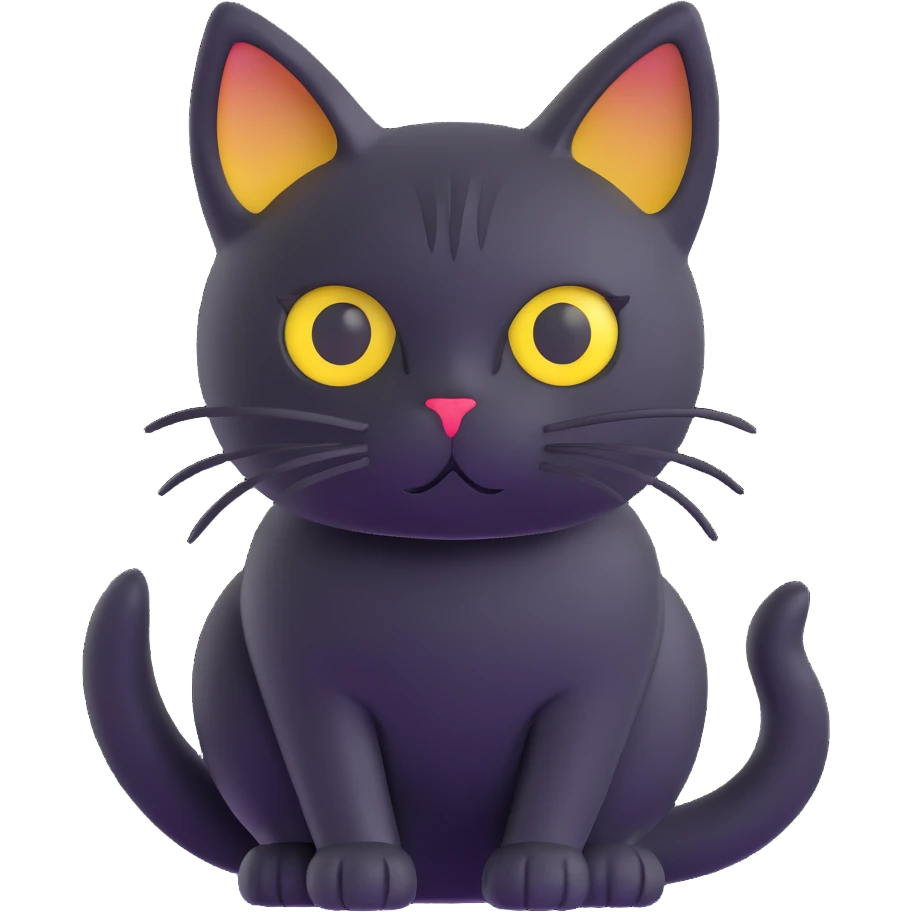 small black cat with yellow eyes emoji