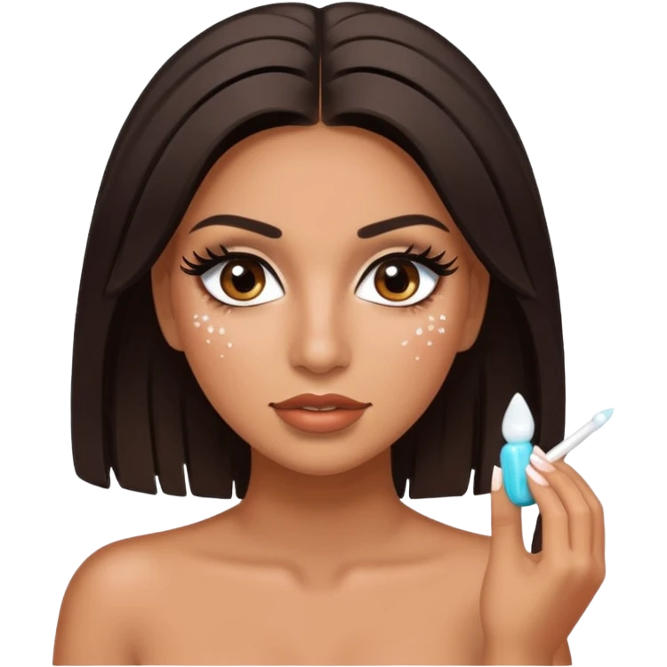 Baddie Latina emoji with fake lashes and white nails with cum on the face emoji