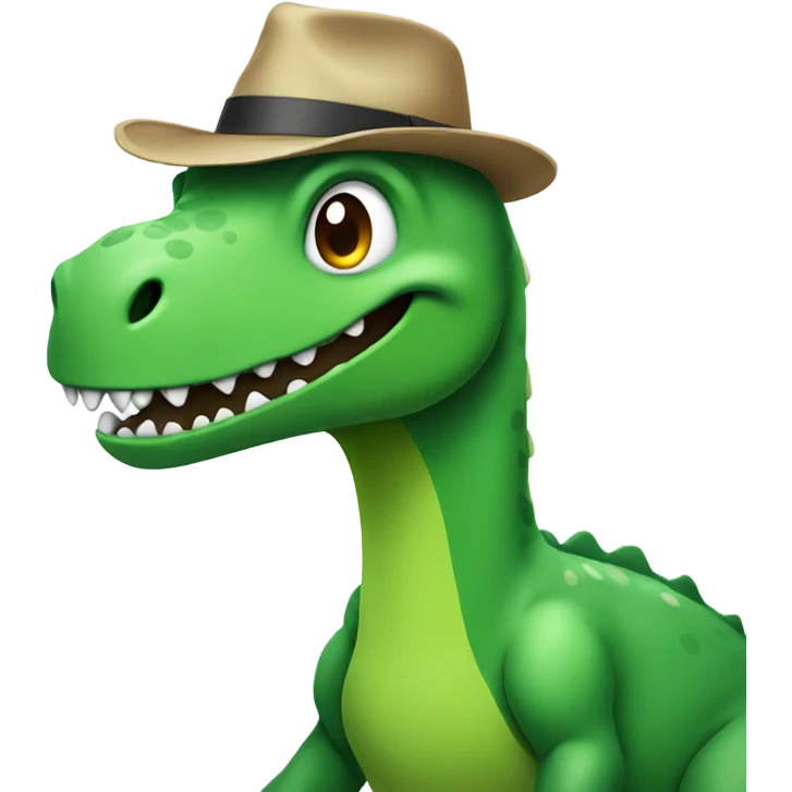 Green dino whit hat emoji