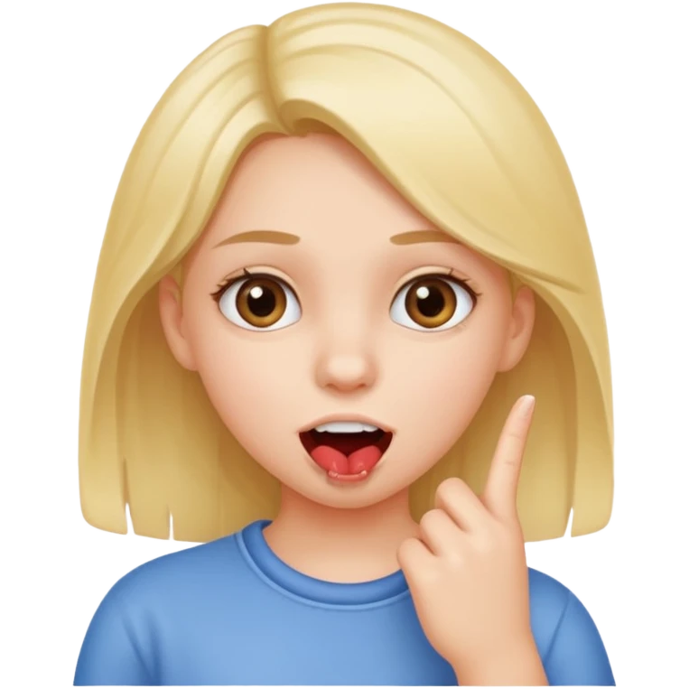 Girl who is putting her finger between her teeth emoji