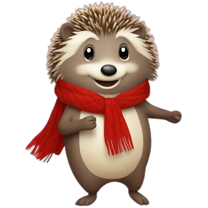 hedgehog dancing really happy with red scarf emoji
