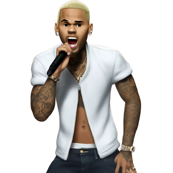 Hyper Realistic Chris Brown on stage singing  emoji