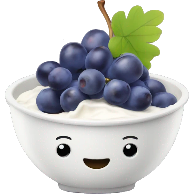 yoghurt bowl with grapes and blueberries emoji