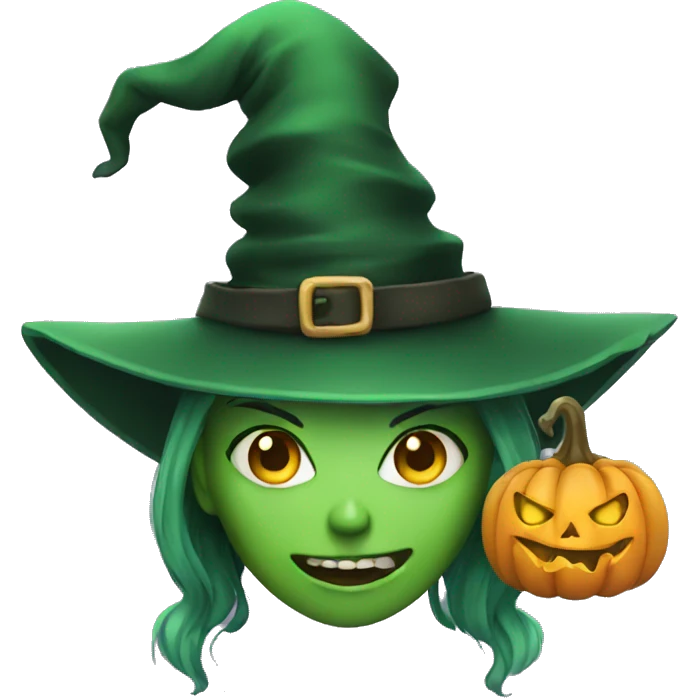 green scary witch emoji