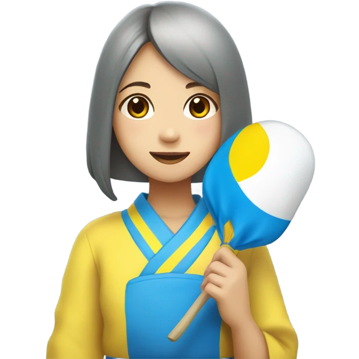 mochi in color of ukraine japanese girl holding it  emoji