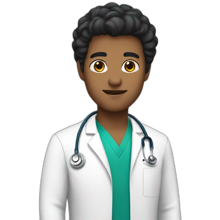 Doctor, black hair emoji