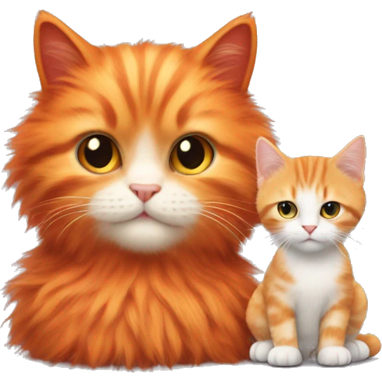 Orange fluffy cat and red hair baby emoji