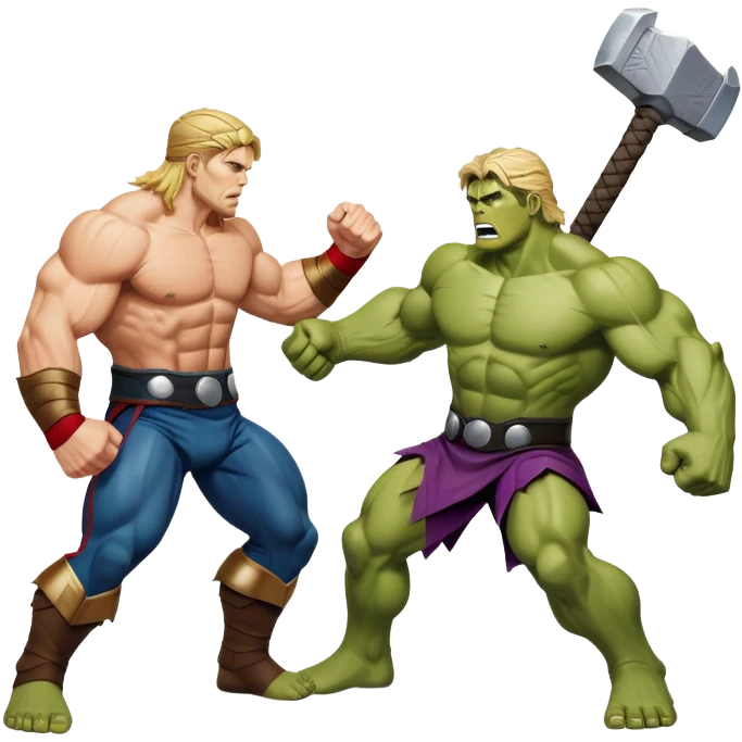 Hulk and Thor fighting each other emoji