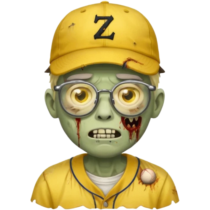 glasses zombie with yellow baseball hat emoji