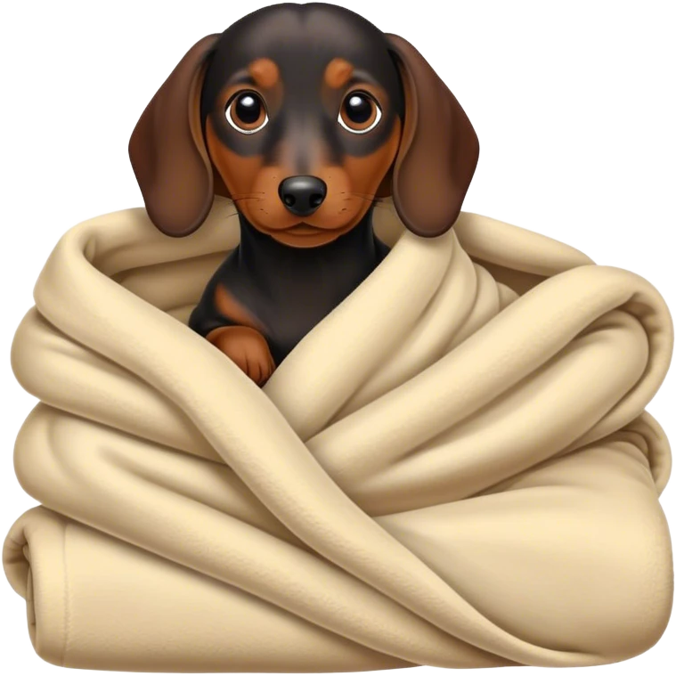 a black and a brown dachshund wrapped in a blanket emoji