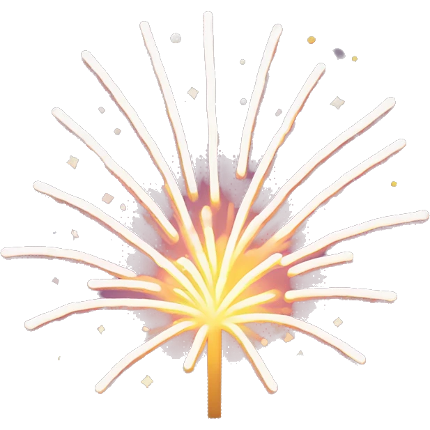 New Year's fireworks emoji with a minimalistic, elegant glow. Clean lines and bright accents, but without excessive gloss emoji