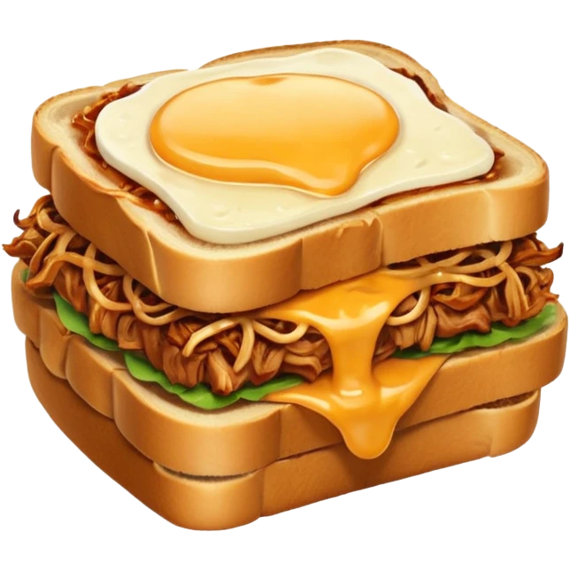 BBQ pulled pork melt on texas toast with crispy onions  emoji