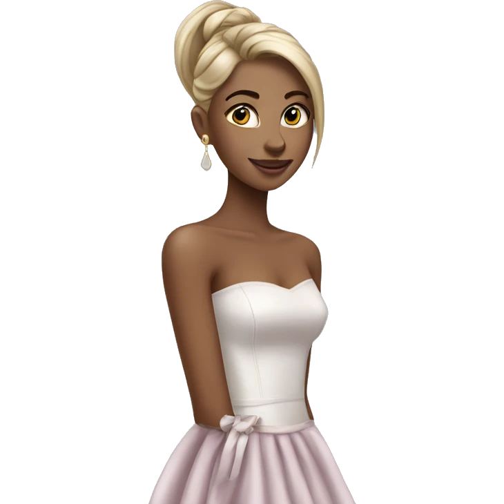 elegant girl in strapless dress long ponytail emoji