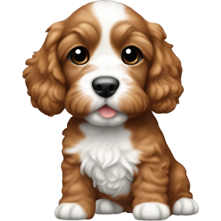 cockapoo puppy brownish orange in colour with white on stomach and chin emoji