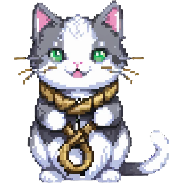 a cute cat holding rope in his hand emoji