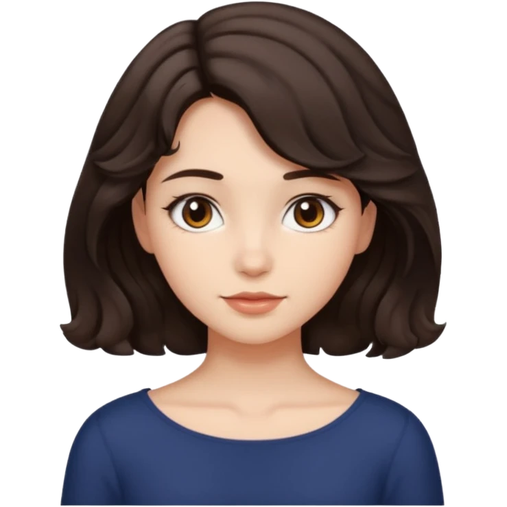 Short hair until shoulders wavy dark brown and with perçems and a soft look but girl emoji