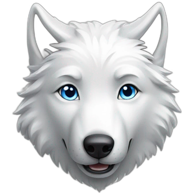 Happy White Wolf blue eyes short hairs emoji