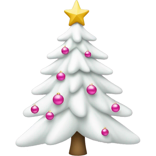 white christmas tree with link ornaments and a pink star emoji