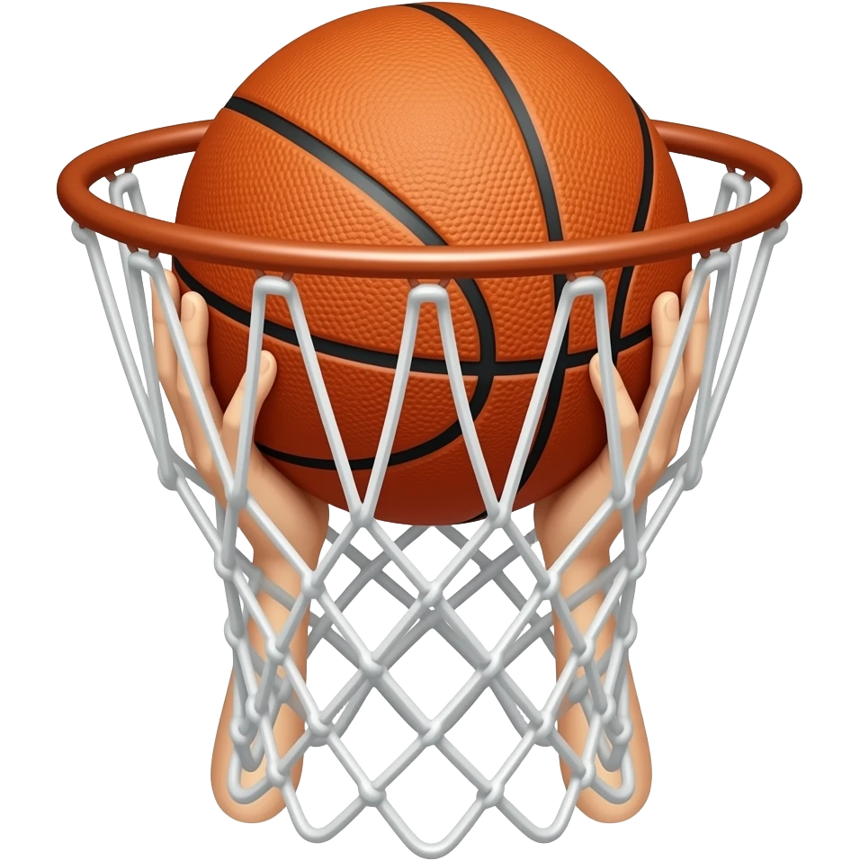 Shooting basketball in ring with both hands like a famous meme on ig emoji