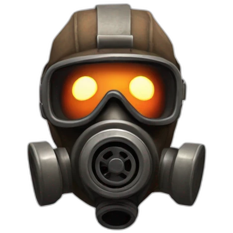 Pyro from Team fortress 2 with gas mask, angry emoji