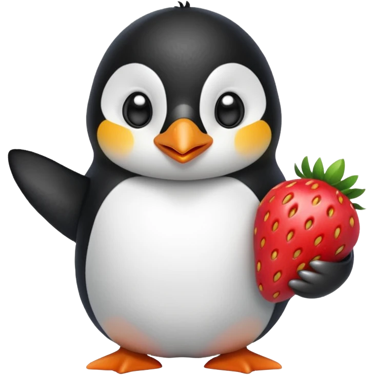 Penguin strawberry emoji
